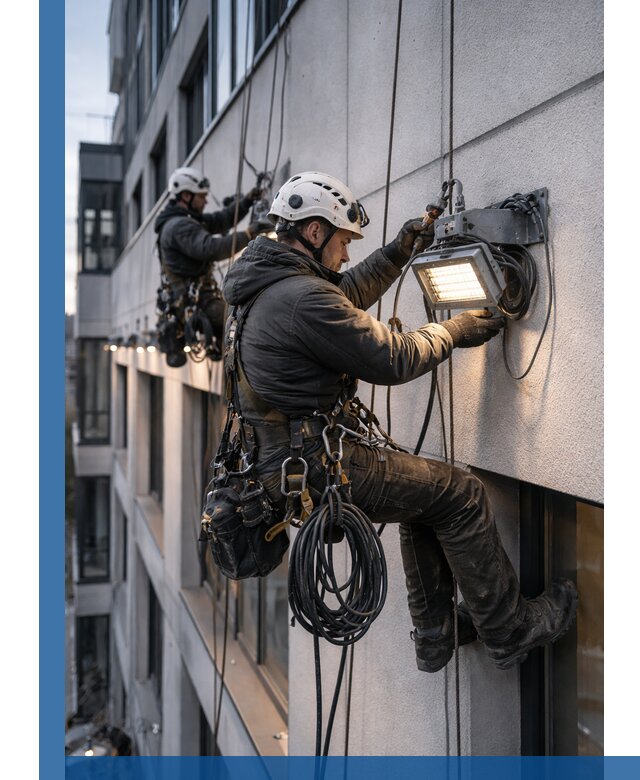 Монтаж фасадного освещения в Томске установка и подключение