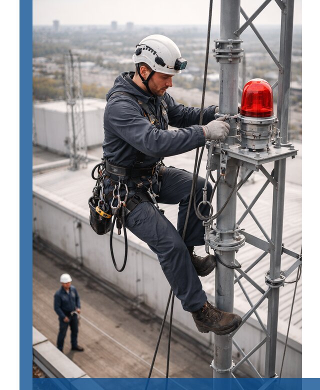 Монтаж заградительных огней и обслуживание объектов в Томске