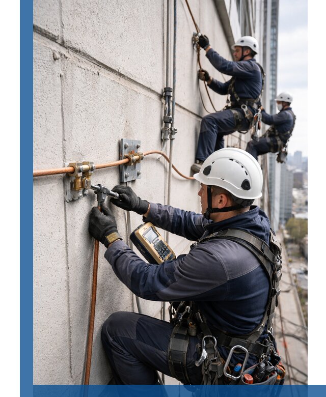 Монтаж системы заземления здания и молниезащиты в Томске