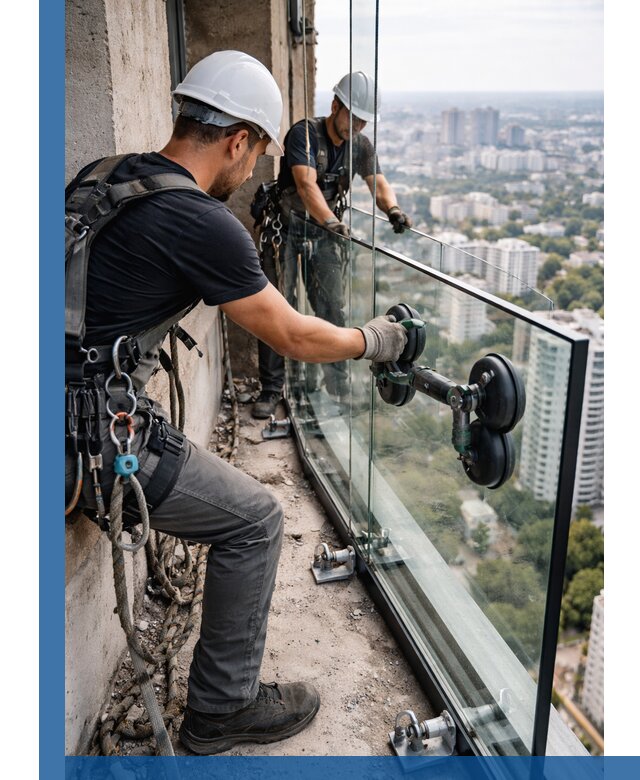 Монтаж стеклянных ограждений под ключ с гарантией в Томске