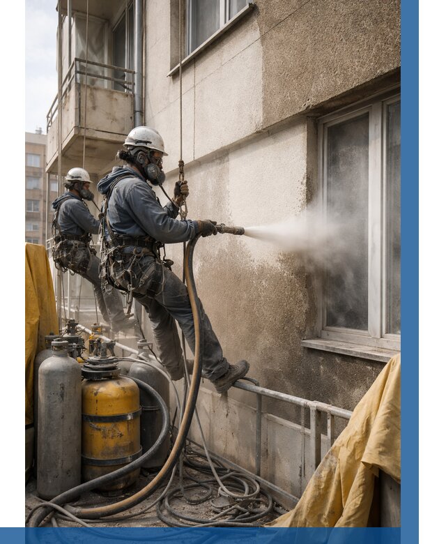 Пескоструйная очистка фасада в Томске от 710 р. | ВЫСОТНИК-Тмс