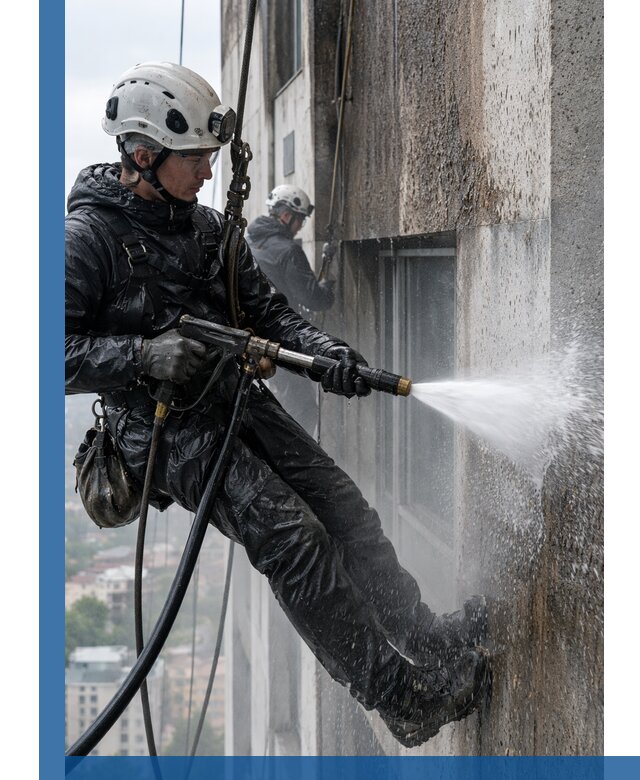 Гидроструйная очистка фасадов и конструкций в Томске