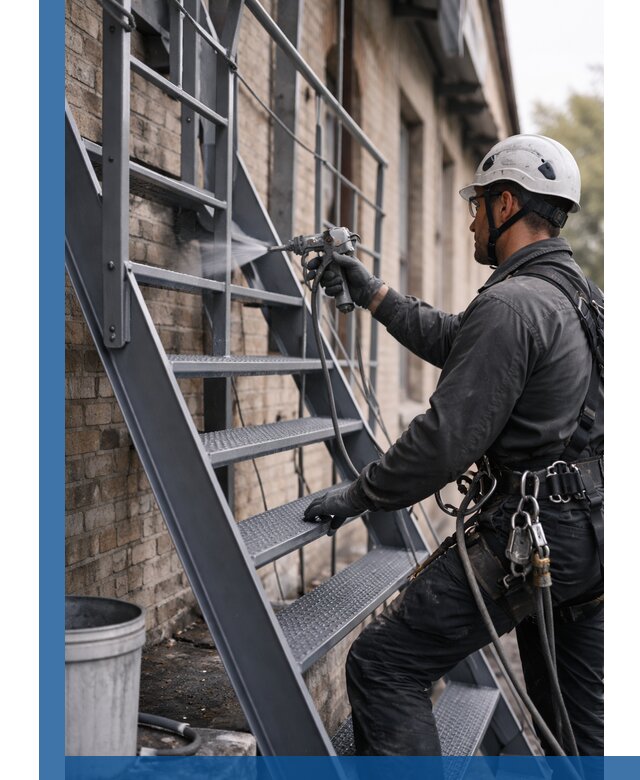 Покраска и антикоррозионная защита пожарных лестниц в Томске