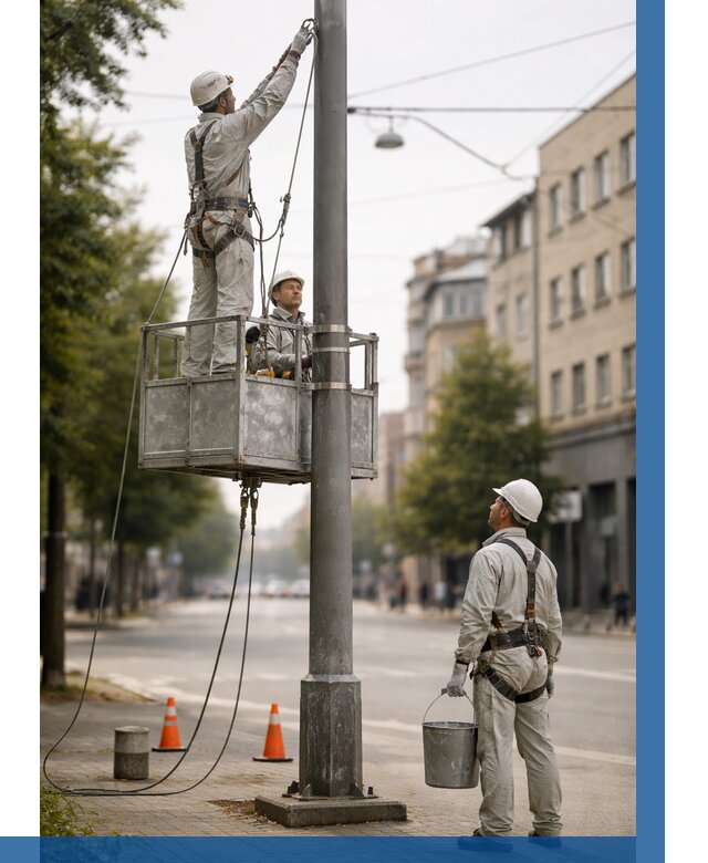 Покраска опор освещения в Томске от 5464 р. | ВЫСОТНИК-Тмс