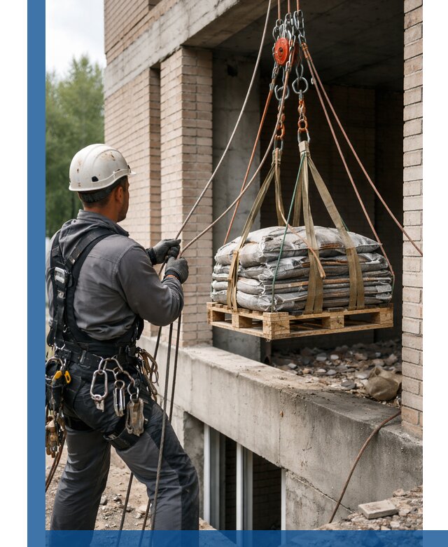 Подъем материалов на этаж веревками в Томске оперативно