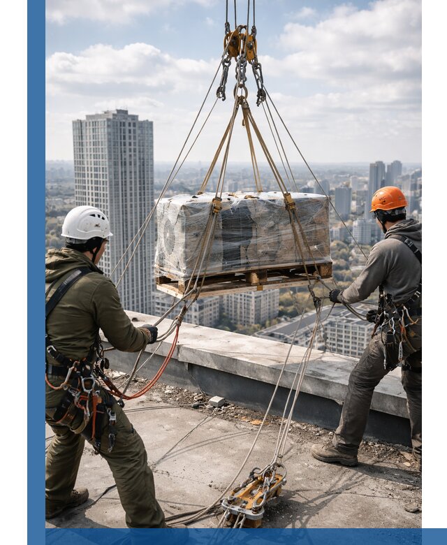 Подъем и монтаж крупногабаритных грузов на крышу в Томске