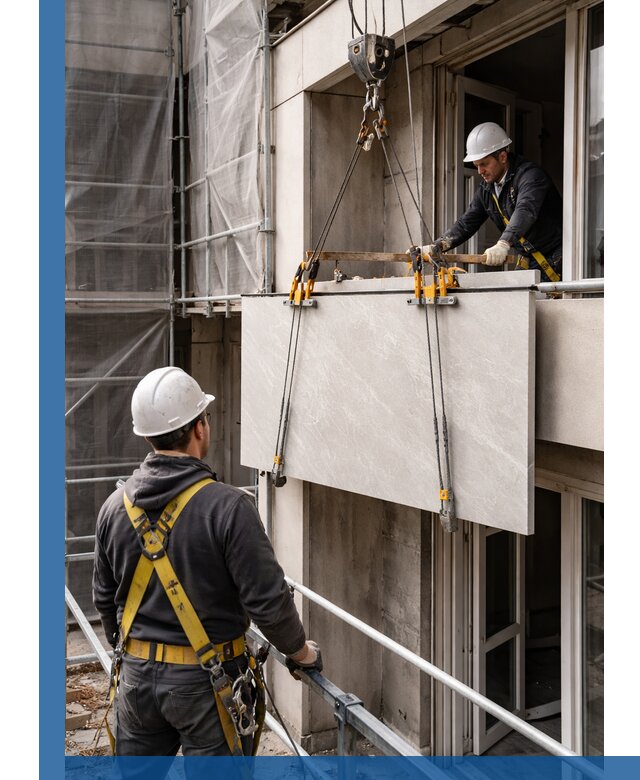 Подъем керамогранита на этаж в Томске грузчиками и техникой