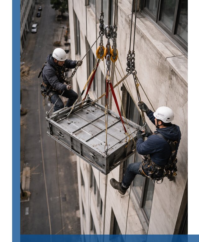 Спуск и подъем грузов по фасаду в Томске для зданий