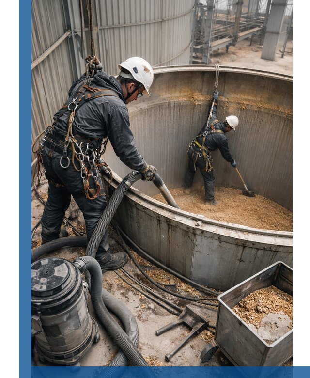 Профессиональная чистка зерновых бункеров в Томске с выездом