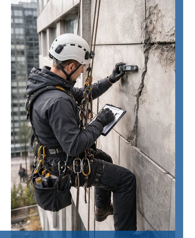 Обследование фасада альпинистами в Томске от 131 р. | ВЫСОТНИК-Тмс