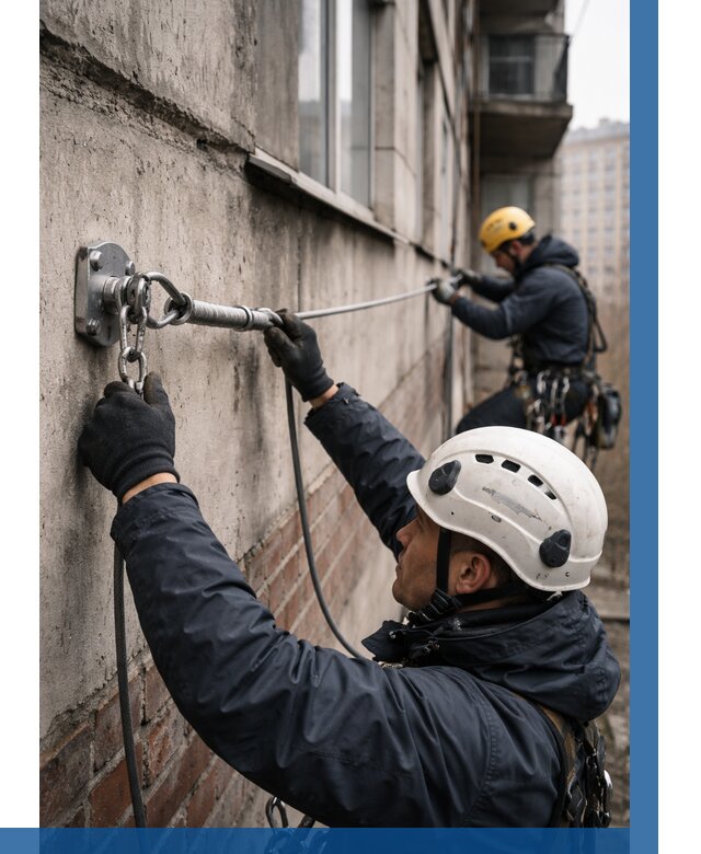 Монтаж анкерных линий в Томске от 3278 р. | ВЫСОТНИК-Тмс