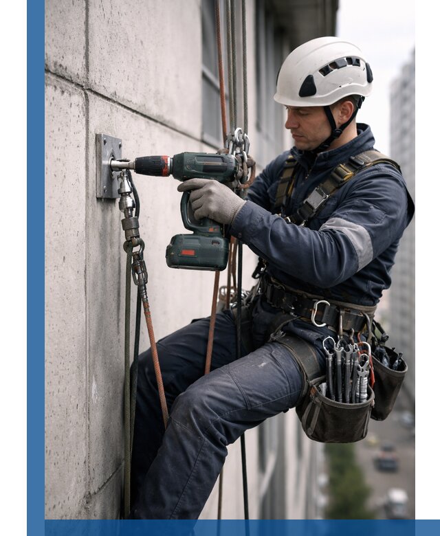 Установка анкерных точек для высотных работ в Томске